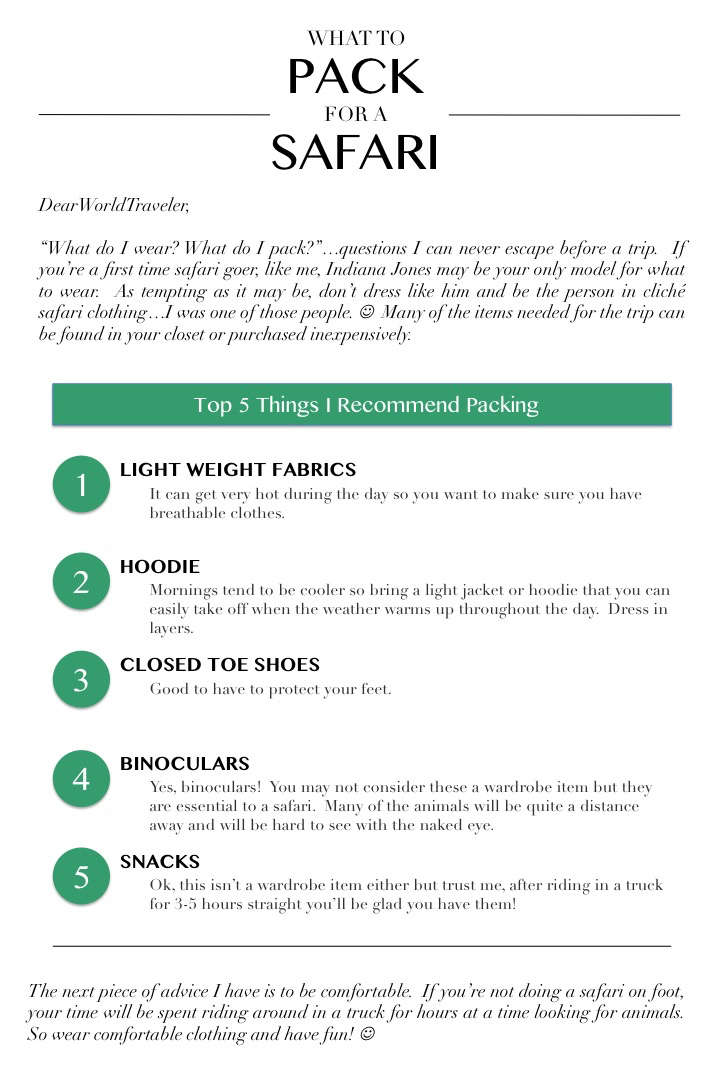 DearWorldTraveler - What to Pack for a Safari